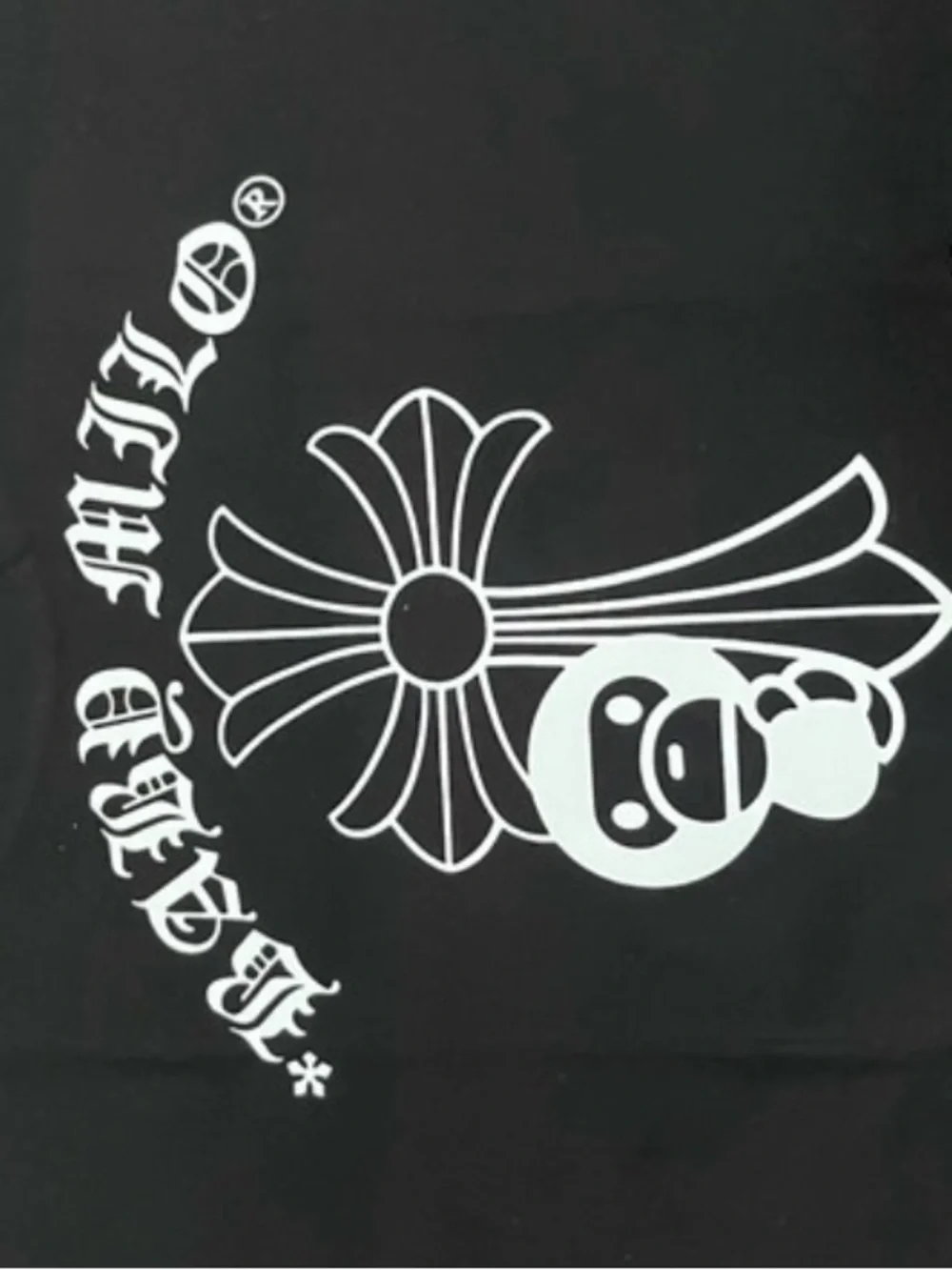 Bape Black Tee with White Ape Crest Graphic